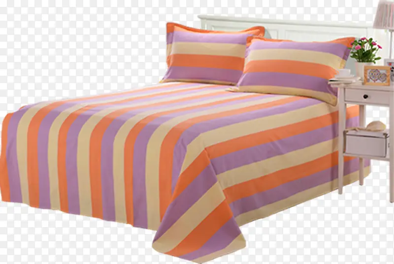 室内条纹粗布床单枕套