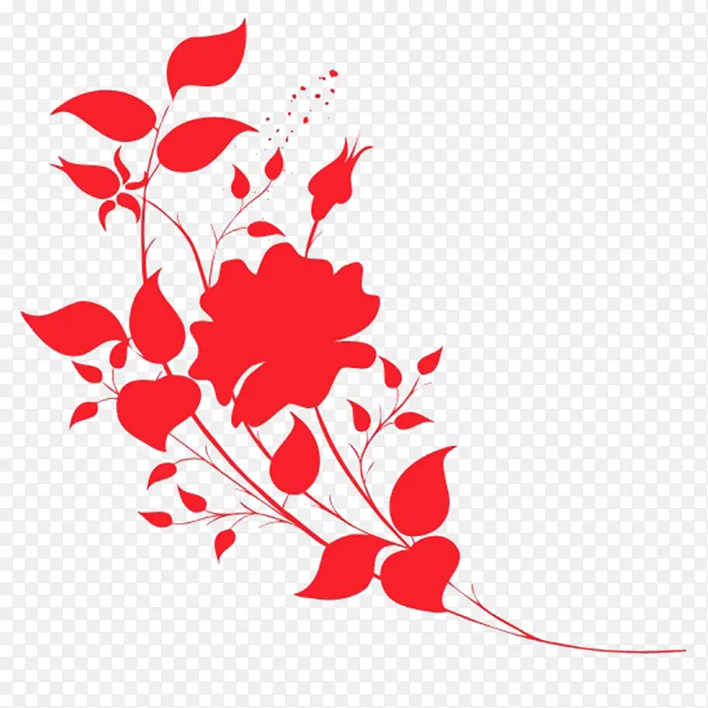 红色喜报花朵元素