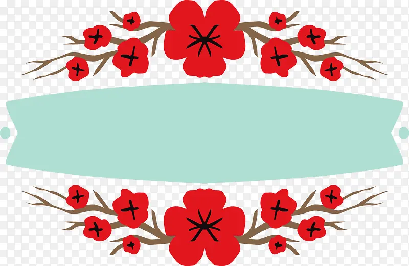 日本花卉日本标签告示两排花朵