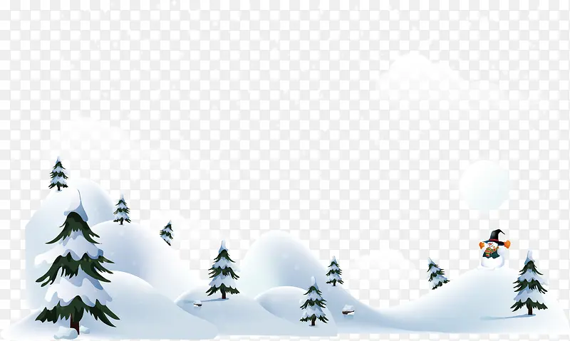 松树雪天冬季旅游素材