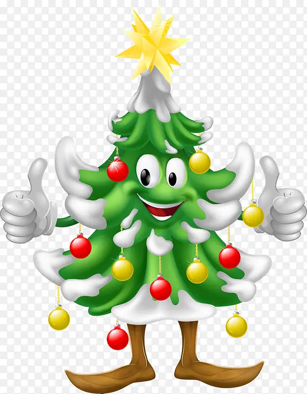 竖起大拇指的圣诞树