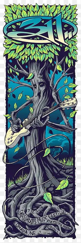 树人弹吉他图案
