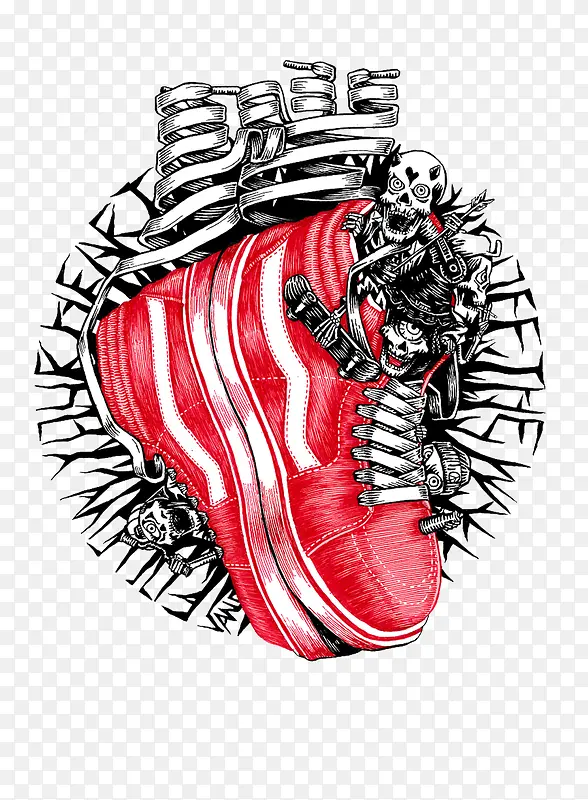 创意红色球鞋涂鸦