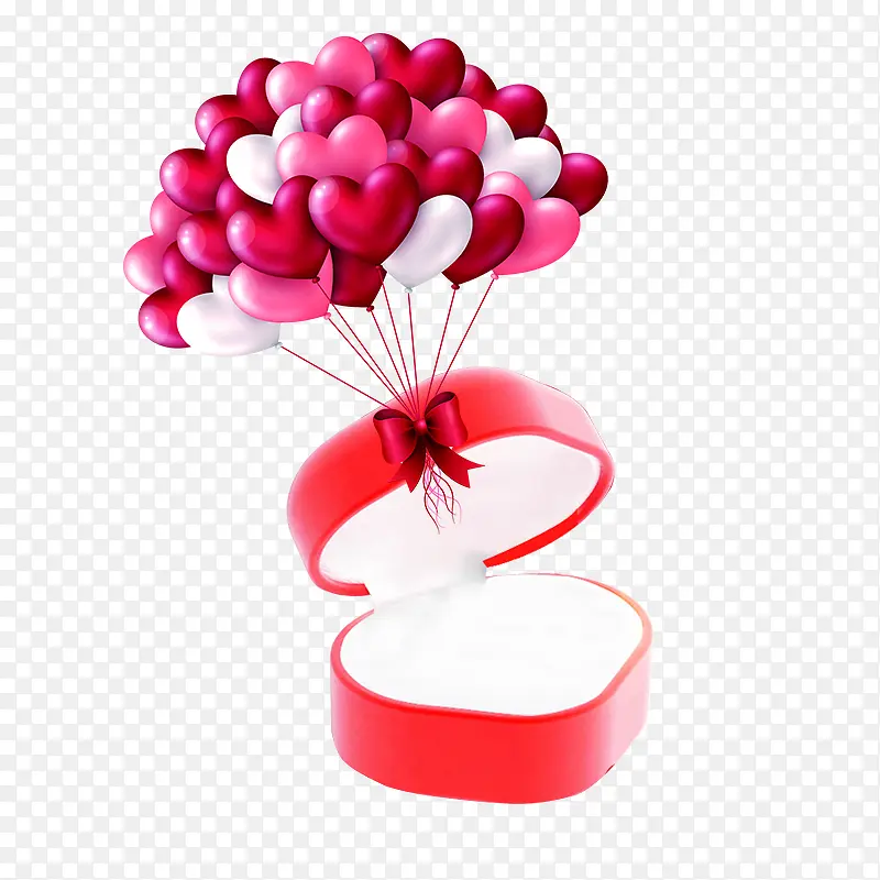 七夕气球爱心礼盒装饰图案