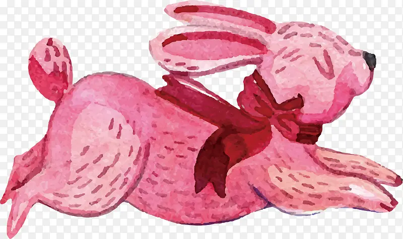 粉色水彩手绘兔子
