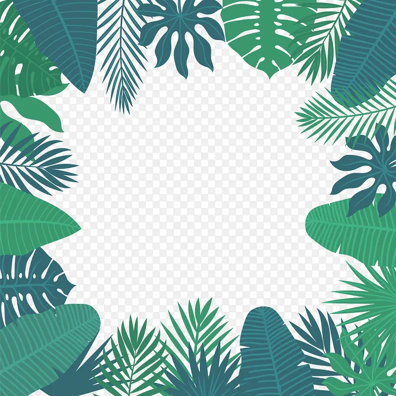 矢量夏日植物边框
