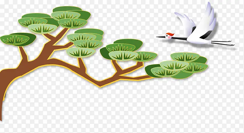 迎客松绘画免抠素材