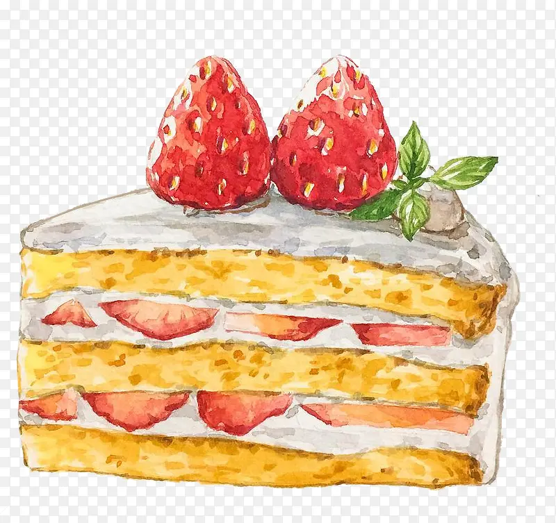 手絵草莓切片蛋糕