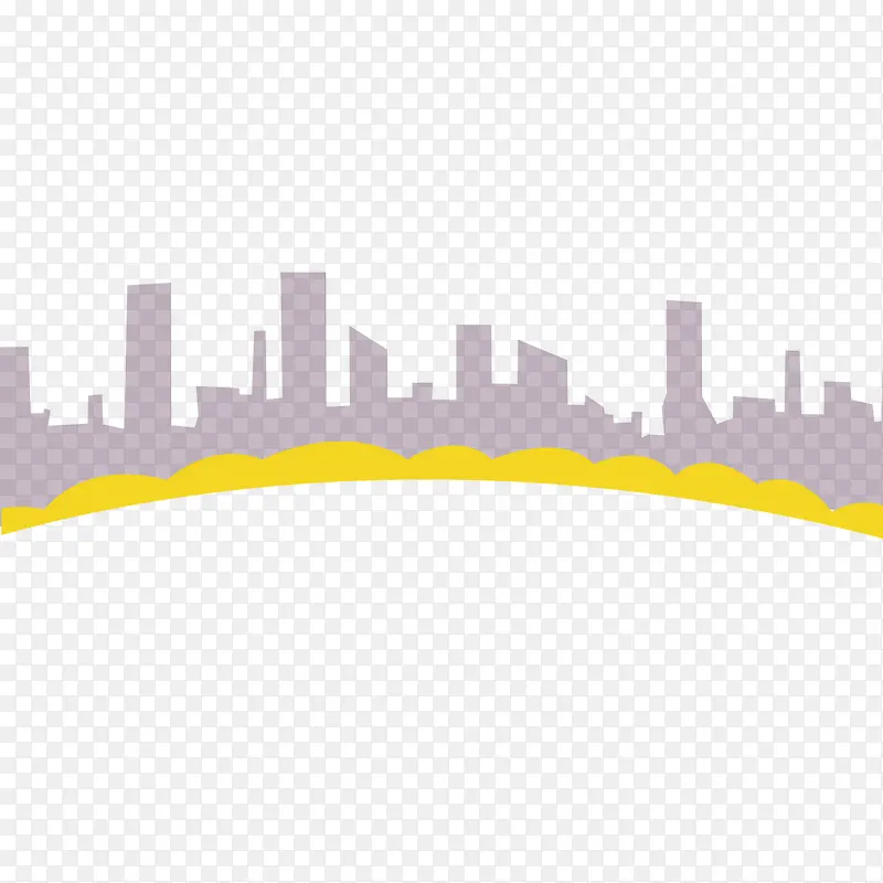 建筑轮廓和黄色底边