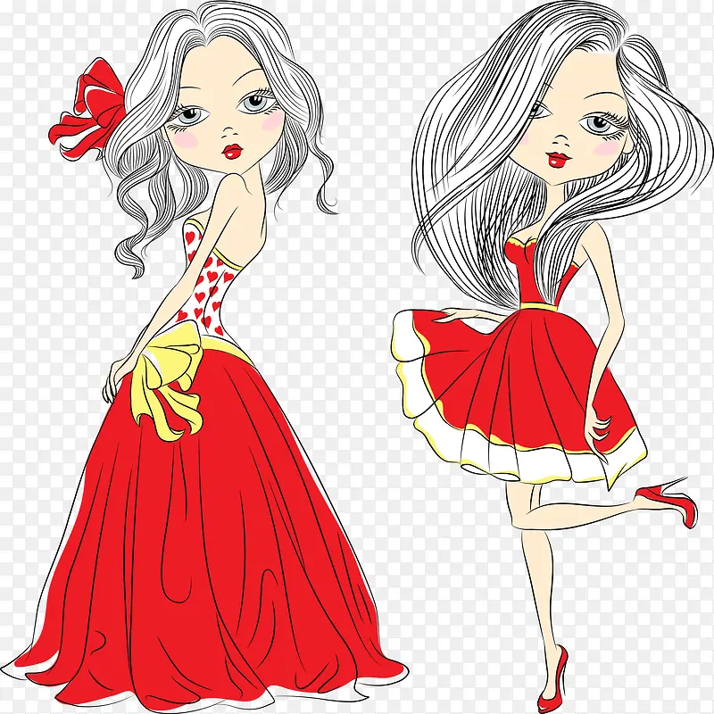 手绘美女裙子