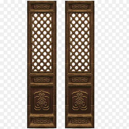 棕色中国风木门装饰图案