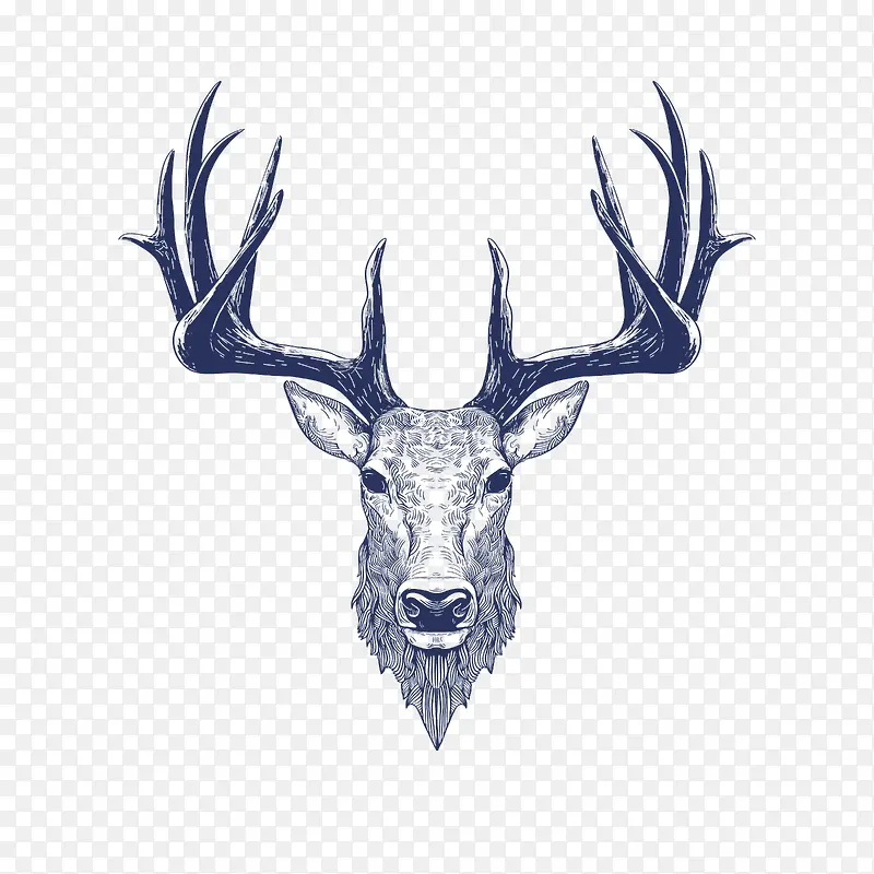 卡通手绘灰色的鹿头