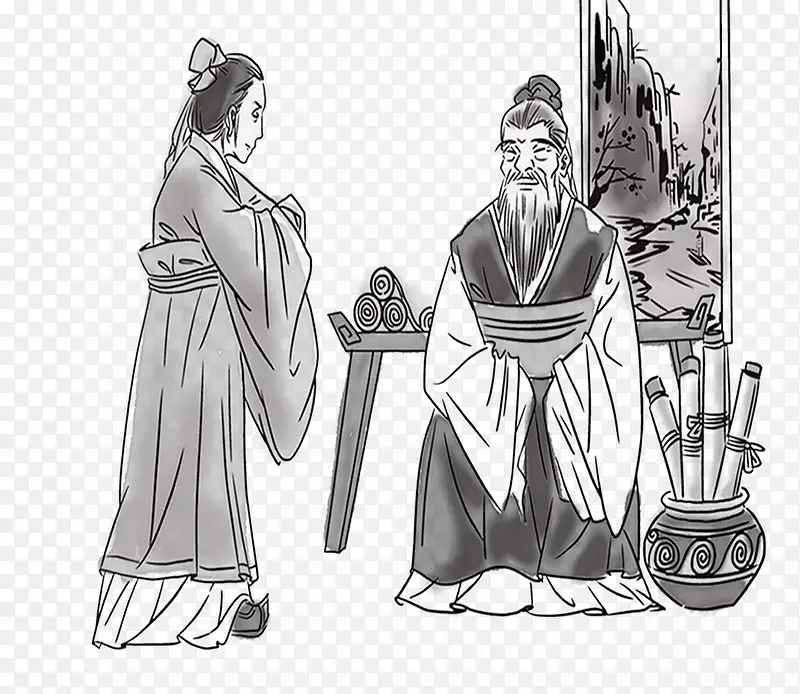 中国传统尊师漫画