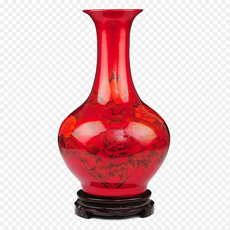 红色花瓶 瓷瓶