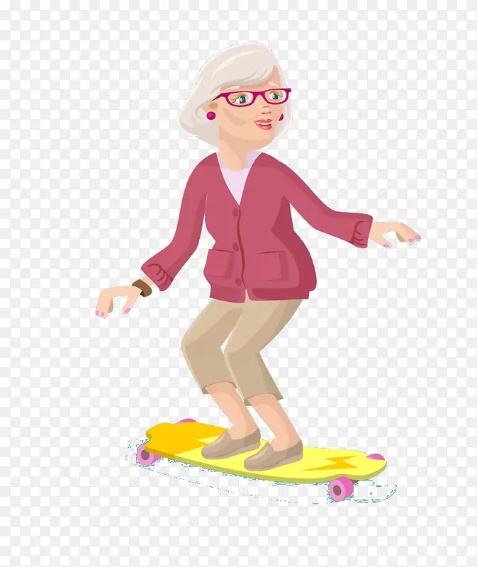 玩滑板的老年人