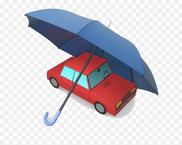 卡通伞下的汽车