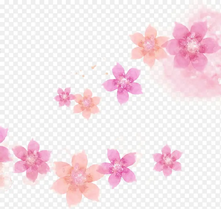 唯美清新森系水彩粉色花朵