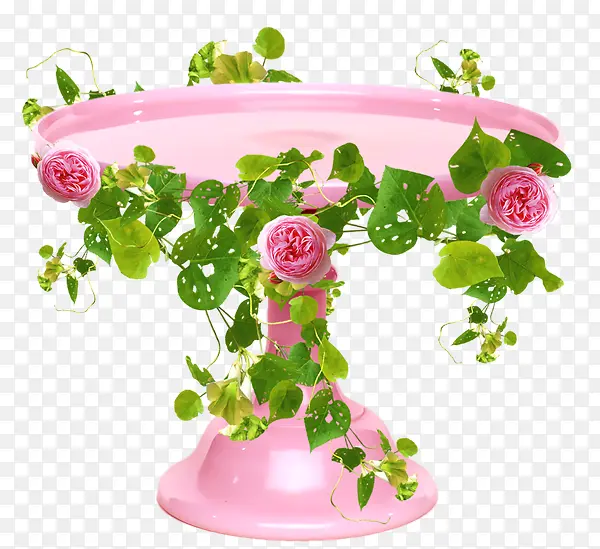 花朵装饰粉色水果盘