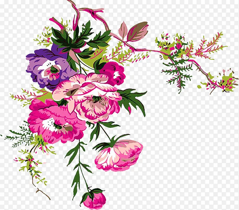 中秋节手绘彩色包装花朵