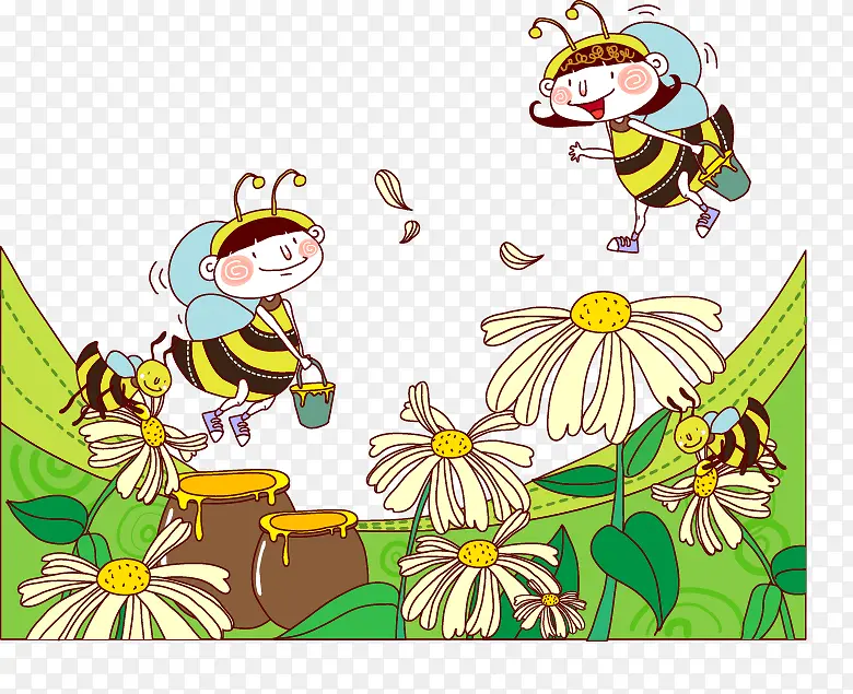 蜜蜂摘花采花蜜