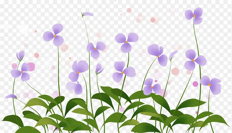 小清新紫色装饰小花元素