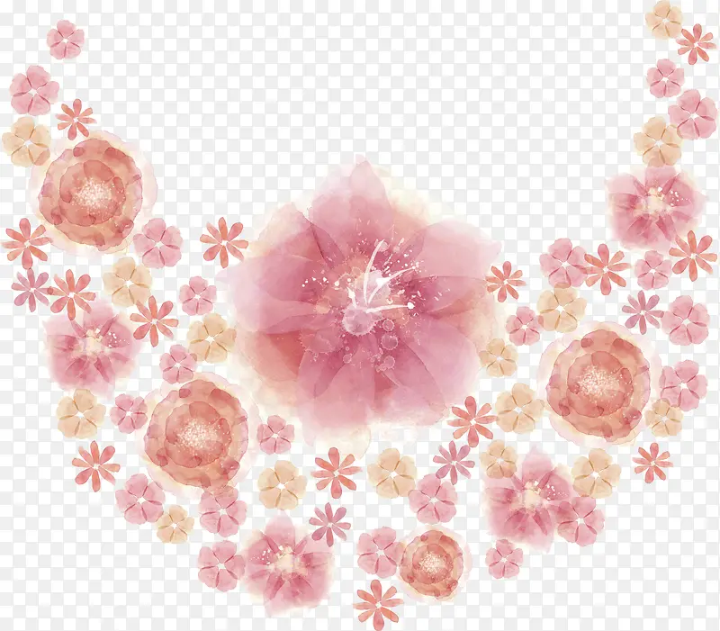 手绘彩色粉色可爱花朵形状