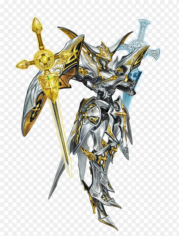 白色铠甲双剑西幻骑士游戏