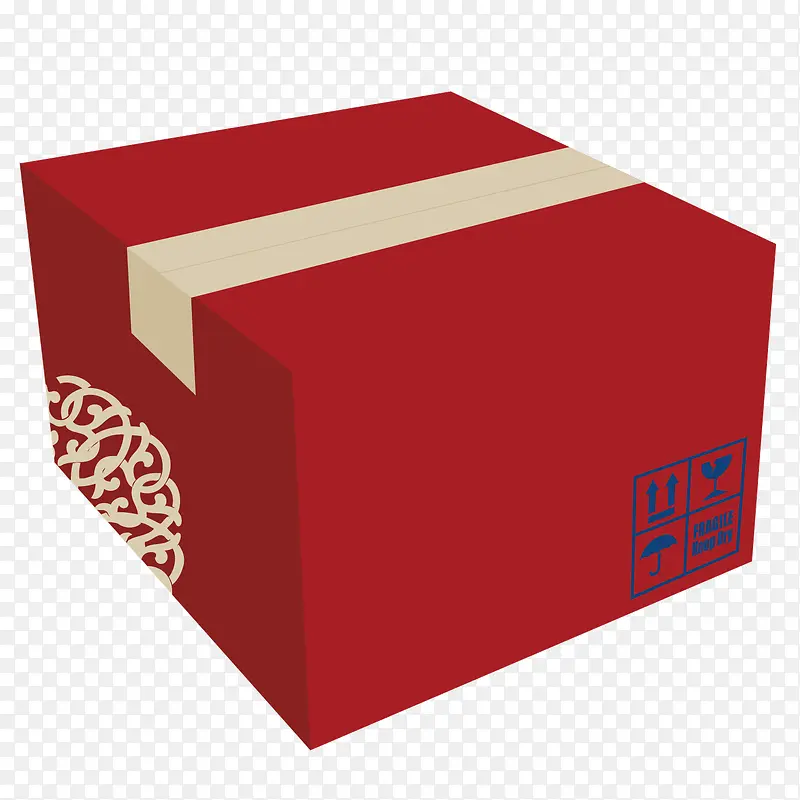 矢量中国风红色礼品箱子