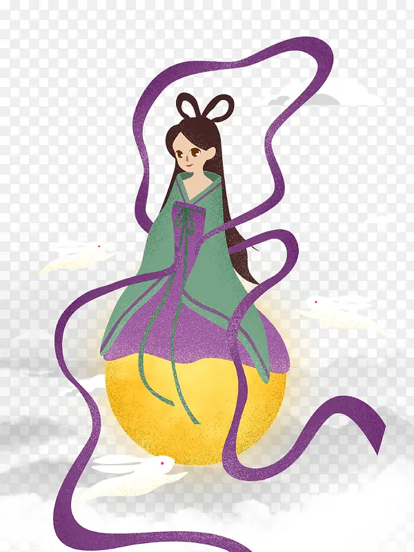 手绘中秋嫦娥美女免扣素材