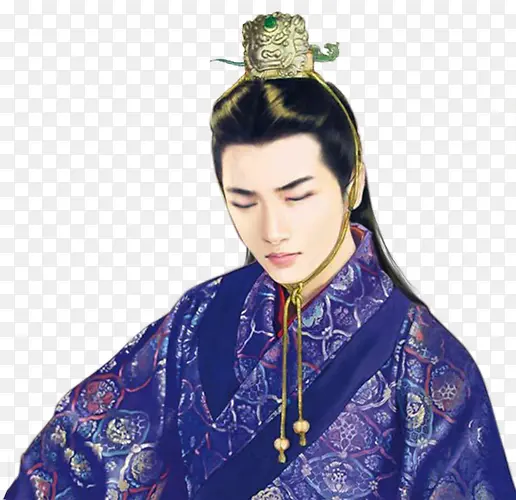 蓝衣高贵忧郁古风男子