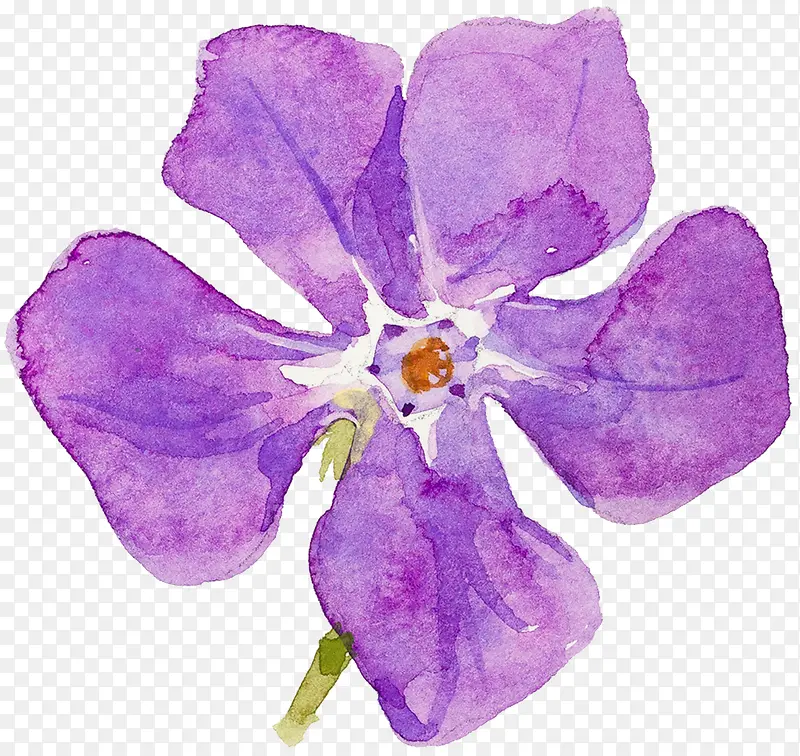 卡通手绘一朵紫色花