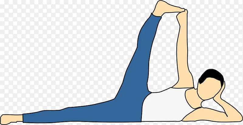 躺着做瑜伽的蓝裤子女孩
