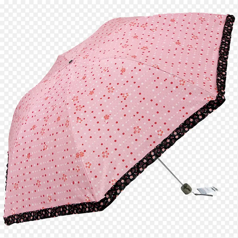 粉色小碎花黑边伞