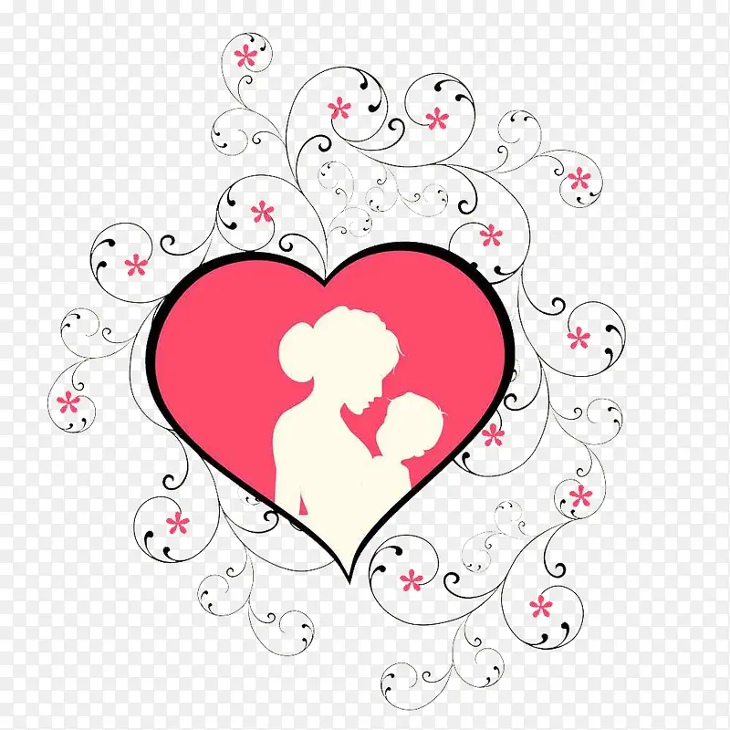 粉色心形母亲怀抱儿童母亲节元素