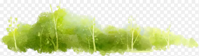 手绘梦幻树木插画素材