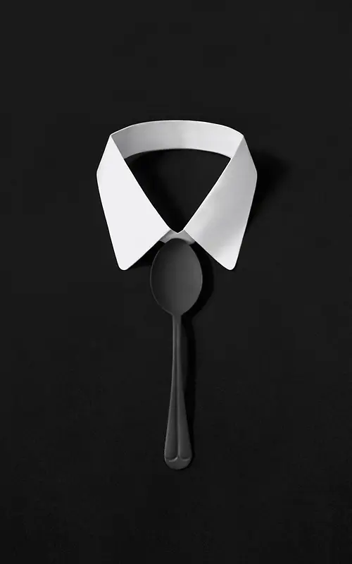 勺子领带抽象黑白西装