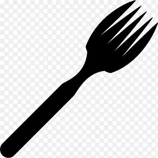 叉子吃工具的轮廓在对角图标