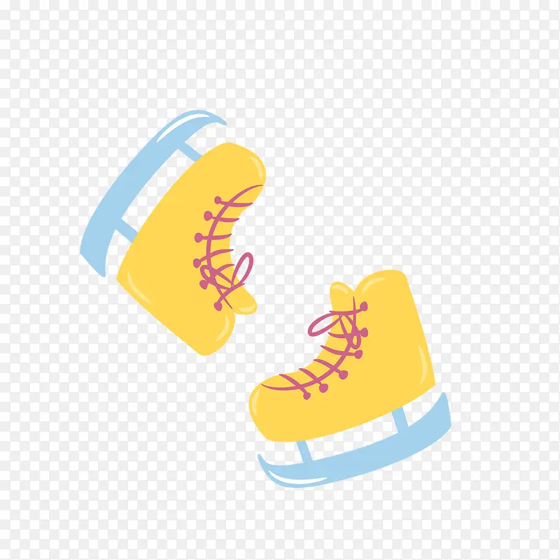 黄色冬季滑雪鞋矢量图