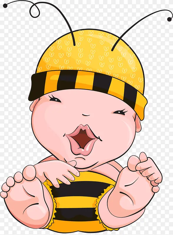 黄色卡通蜜蜂宝宝装饰图案