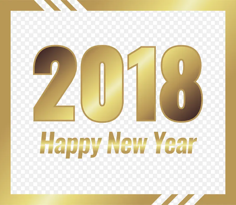 金色线条边框2018新年
