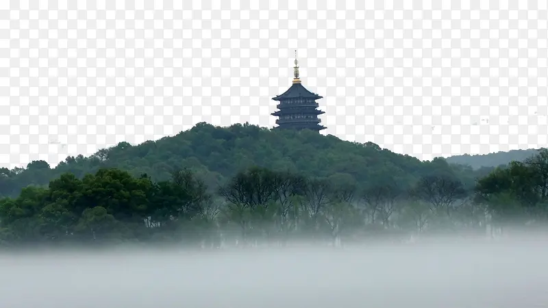 云雾缭绕的塔