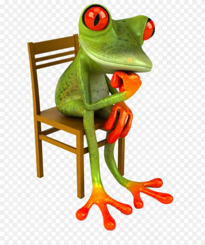 卡通坐椅子的青蛙