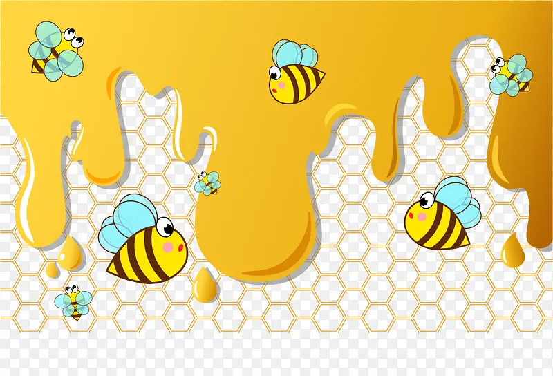 卡通手绘黄色蜂蜜小蜜蜂