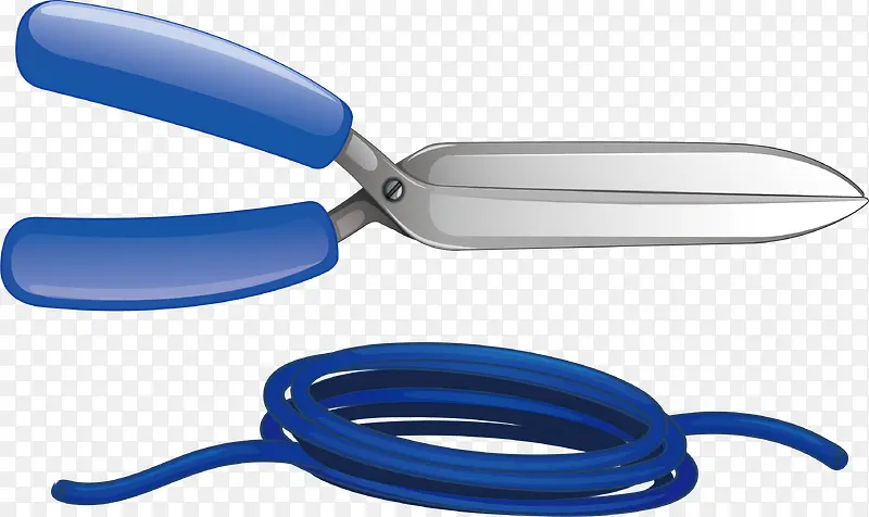蓝色剪刀和电线