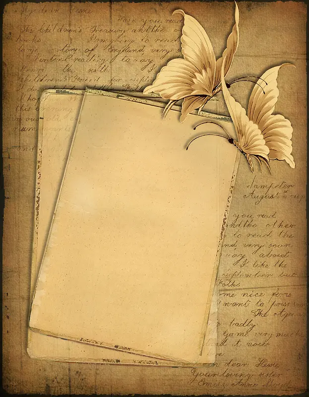 蝴蝶与复古纸张