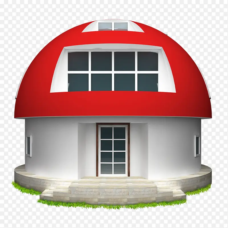 红色顶棚小屋免抠素材