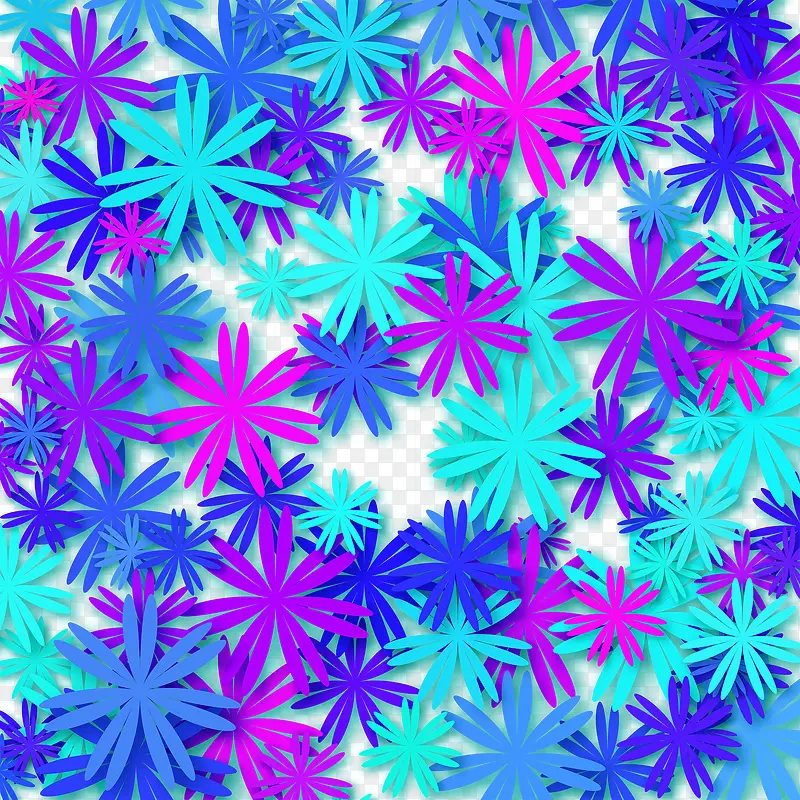 蓝紫色花朵图案设计矢量素材