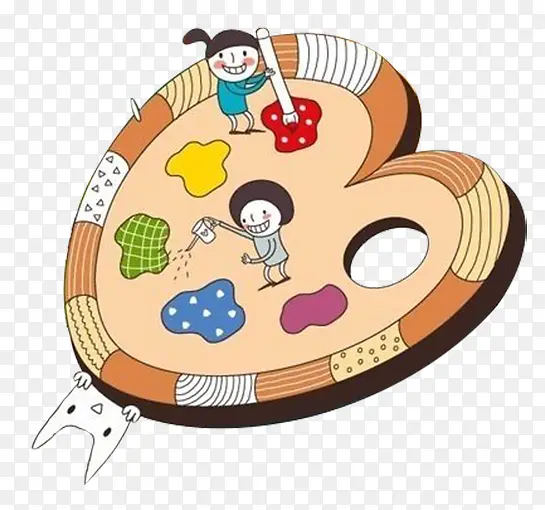 手绘调色盘上的生活