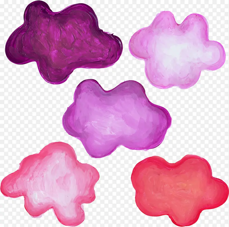 粉紫色浪漫水彩云朵