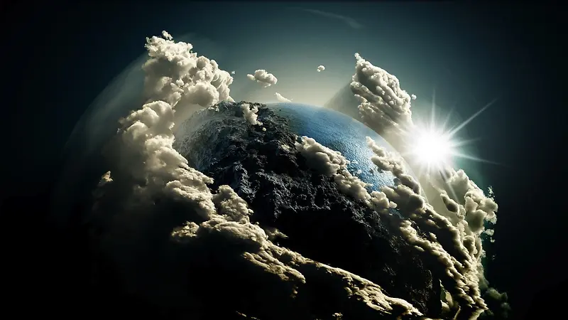 云层包裹的地球海报背景